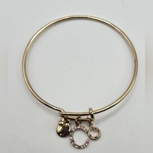 Gold Tone Charm Bracelet w/the INITIAL C, Clear Faceted Crystal & Gold Tone Disc